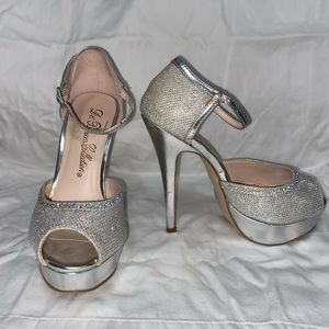 Rhinestone open-toed heels